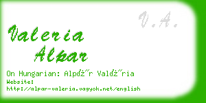 valeria alpar business card